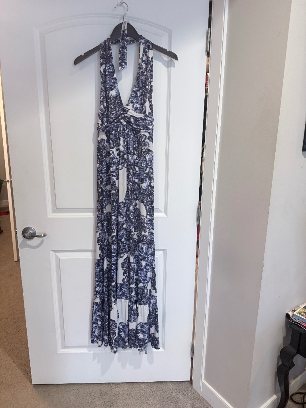 T bags -Flowy purple and white printed summer dress